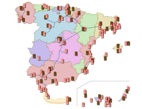 Descubre con nuestro mapa la logística de los productos petrolíferos en España