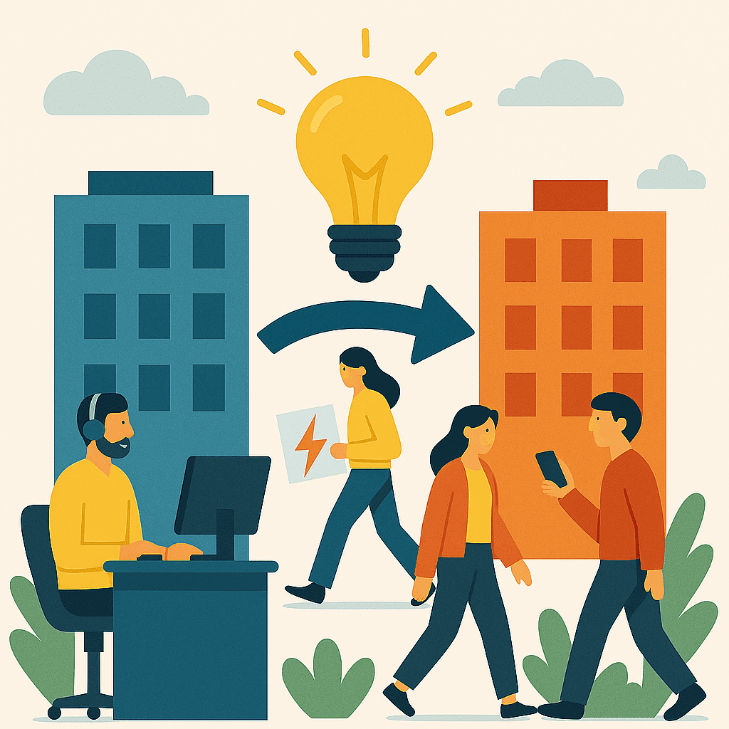 Infografía cambios de comercializador Infografía que muestra ilustraciones relacionadas con los cambios de operador