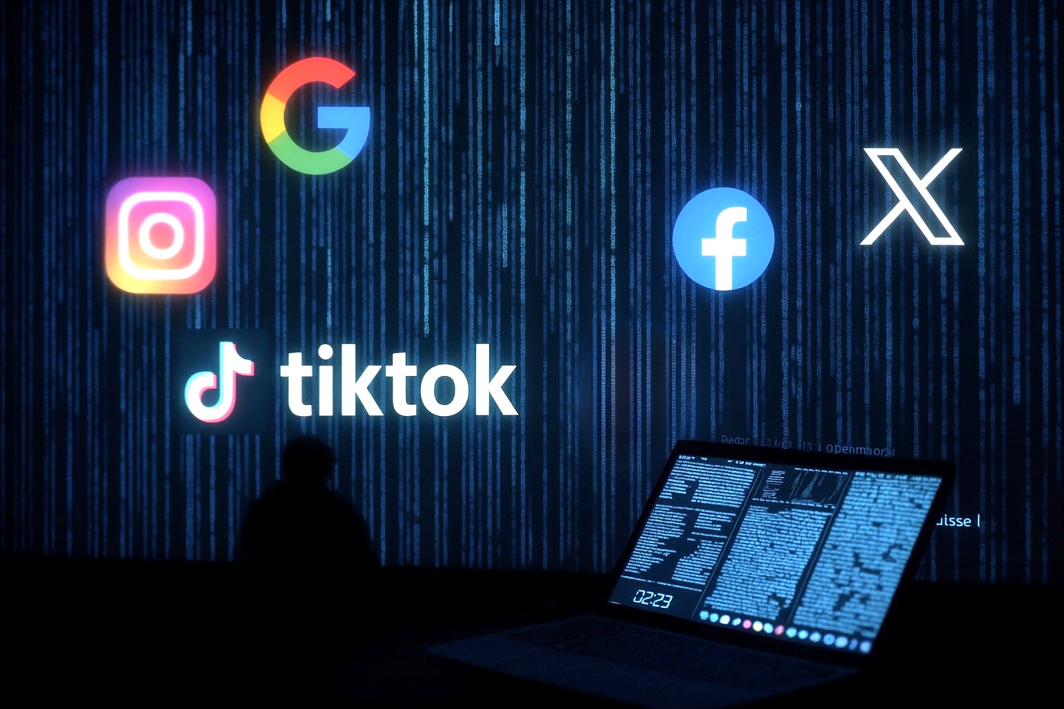 Logotipos de redes sociales con fondo futurista