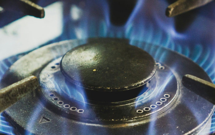 Cocina de gas en funcionamiento