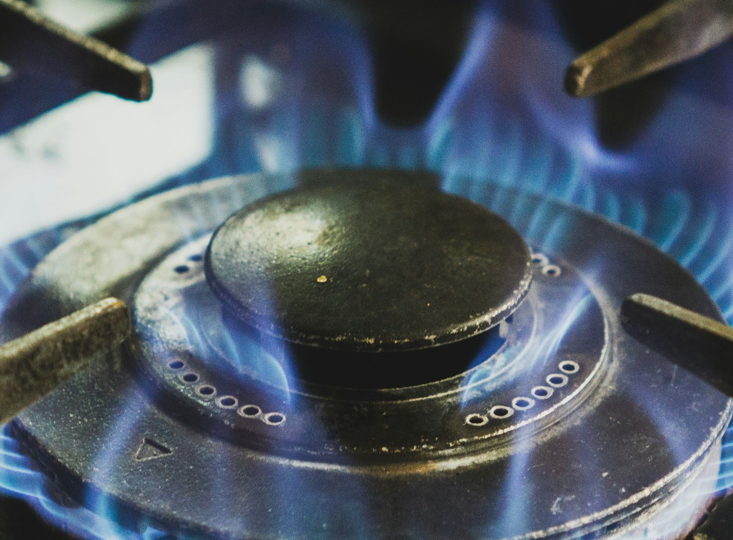 Cocina de gas en funcionamiento