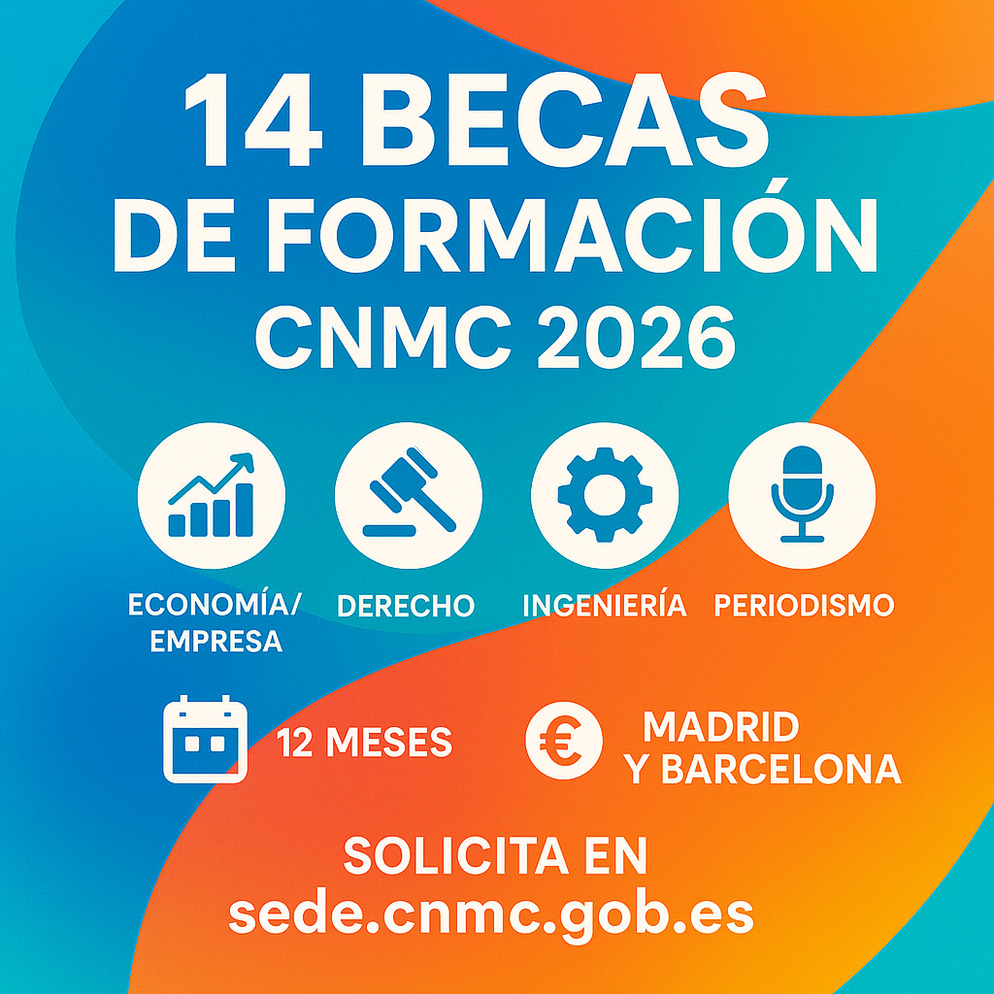 Cartela sobre las 14 becas de formación anuales de la CNMC.