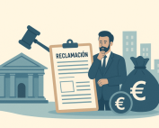 Hombre trajeado con la consulta pública sobre reclamación de daños.