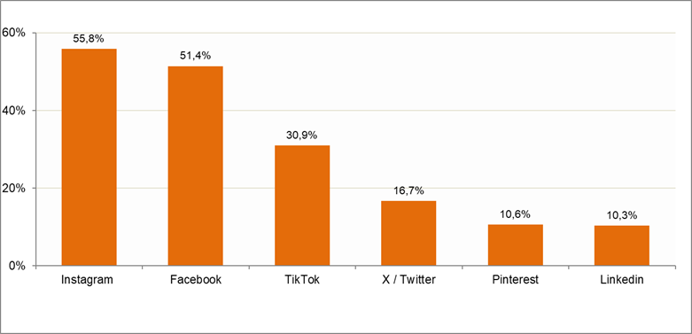Redes sociales Gráfico sobre las redes sociales más utilizadas.
