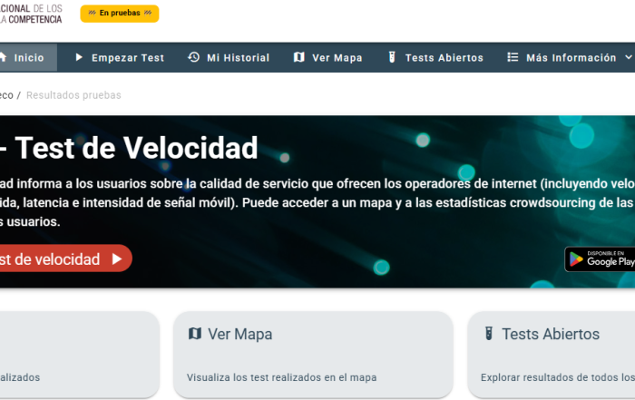 Web del test de velocidad de la CNMC