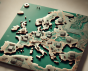 Mapa de Europa y conexión gigabit.