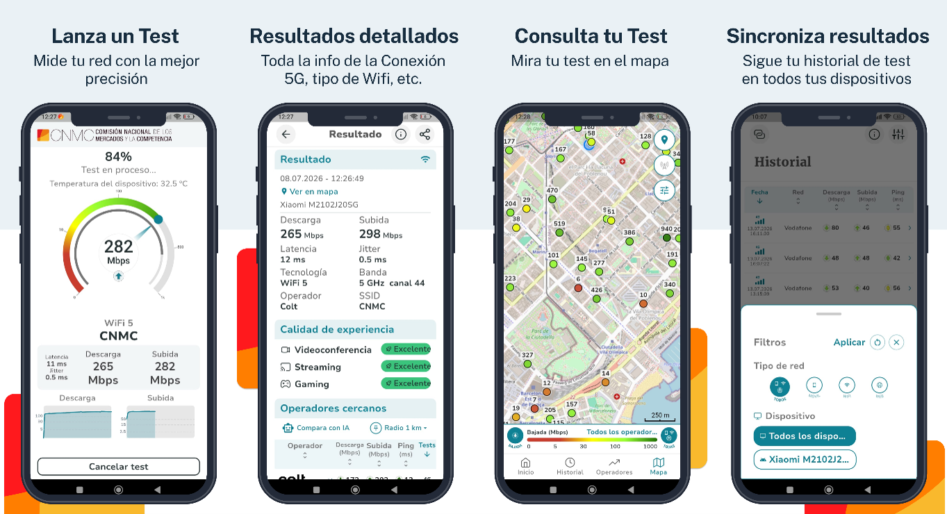 Muestra del test de velocidad de la CNMC